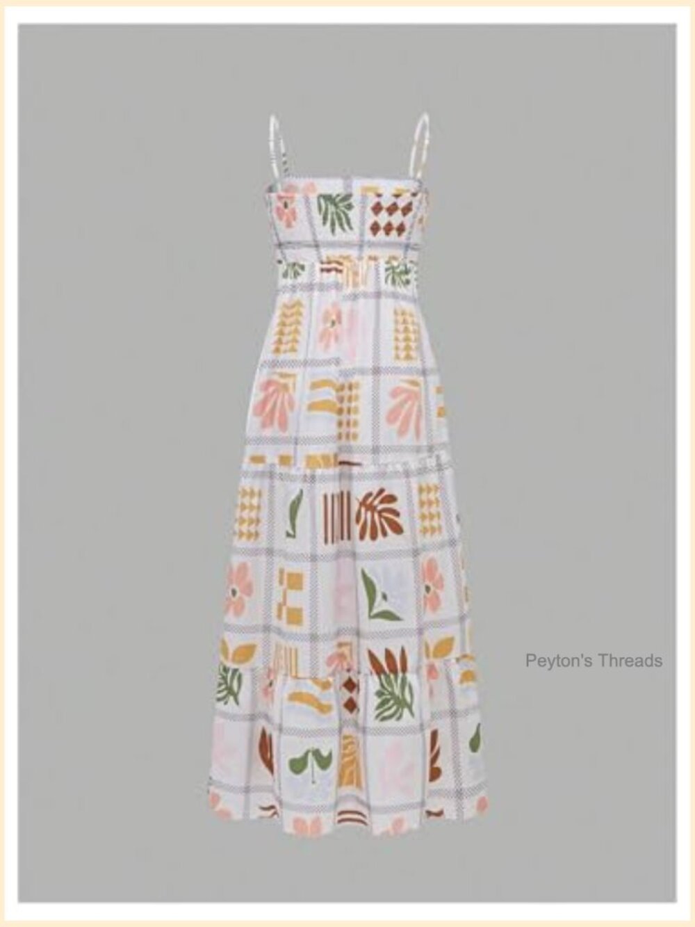 Bohemian Spaghetti Strap Smocked Maxi Summer Beach Dress - Picture 2 of 5